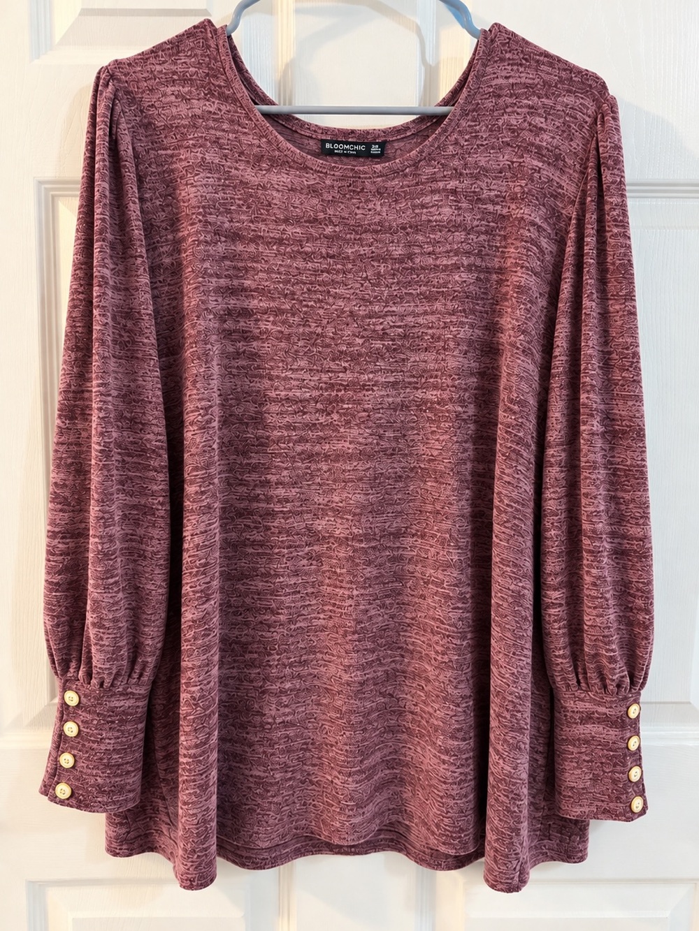 Lush Long Sleeve Scoop Neck Top in Mauve